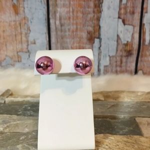 New Pink metalliac ball earrings